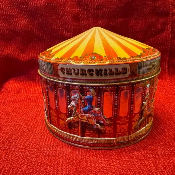 Vintage Carousel Tin with Red and Gold Accents - Picture 9 of 12